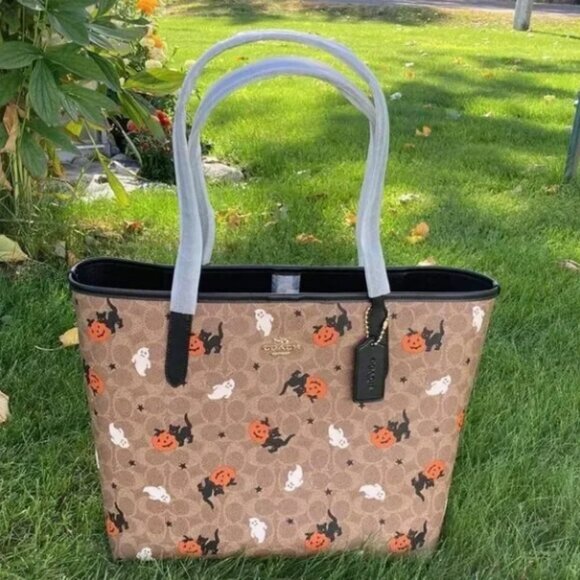 NWT Coach CW450 City Tote In Signature Canvas With Halloween - Picture 1 of 5